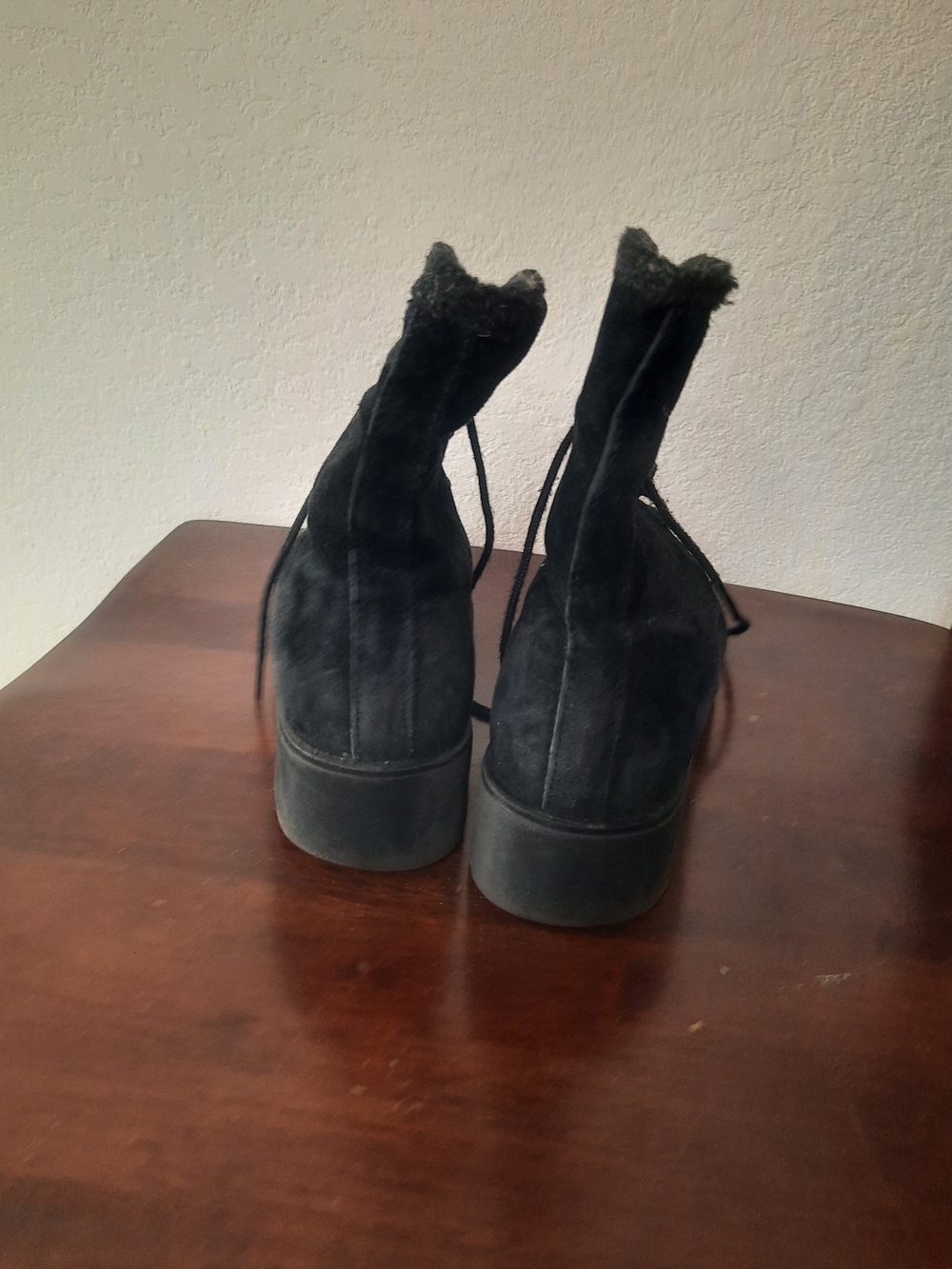 Women's Black Suede Lace-Up Boots - Picture 2 of 5